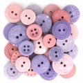 5761 - Knoflíčky, 10-22 mm, 28 ks, fialové, růžové